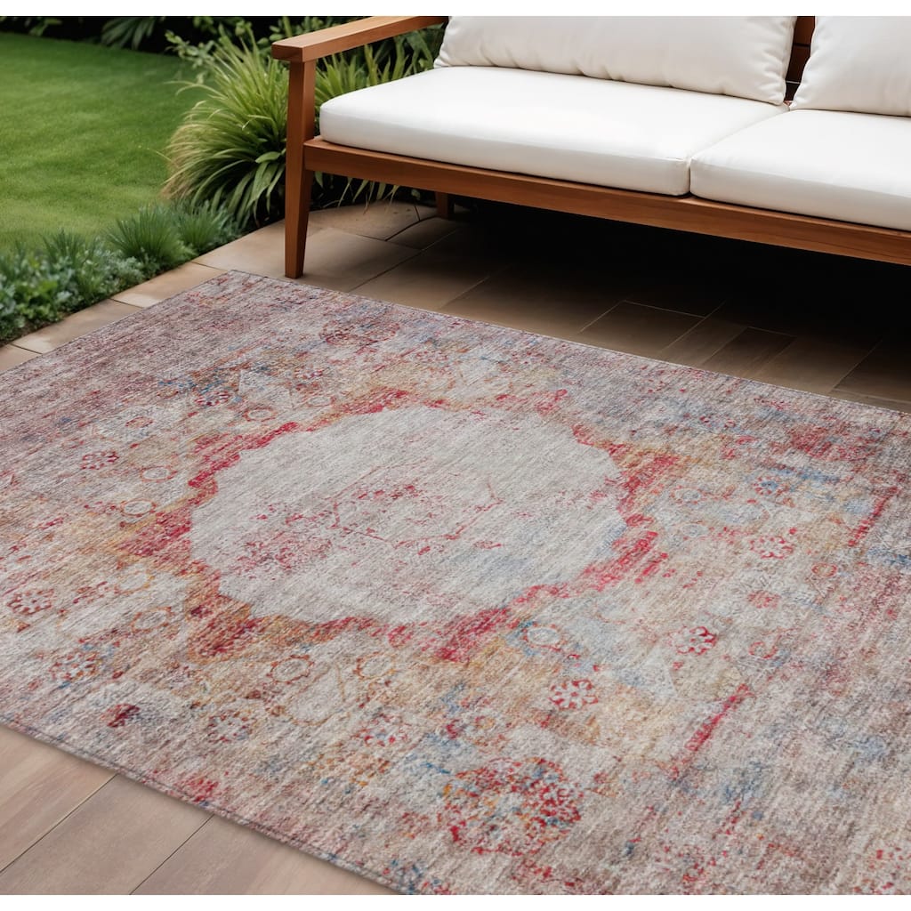 HomeRoots Oriental Traditional Rectangle Outdoor Rug