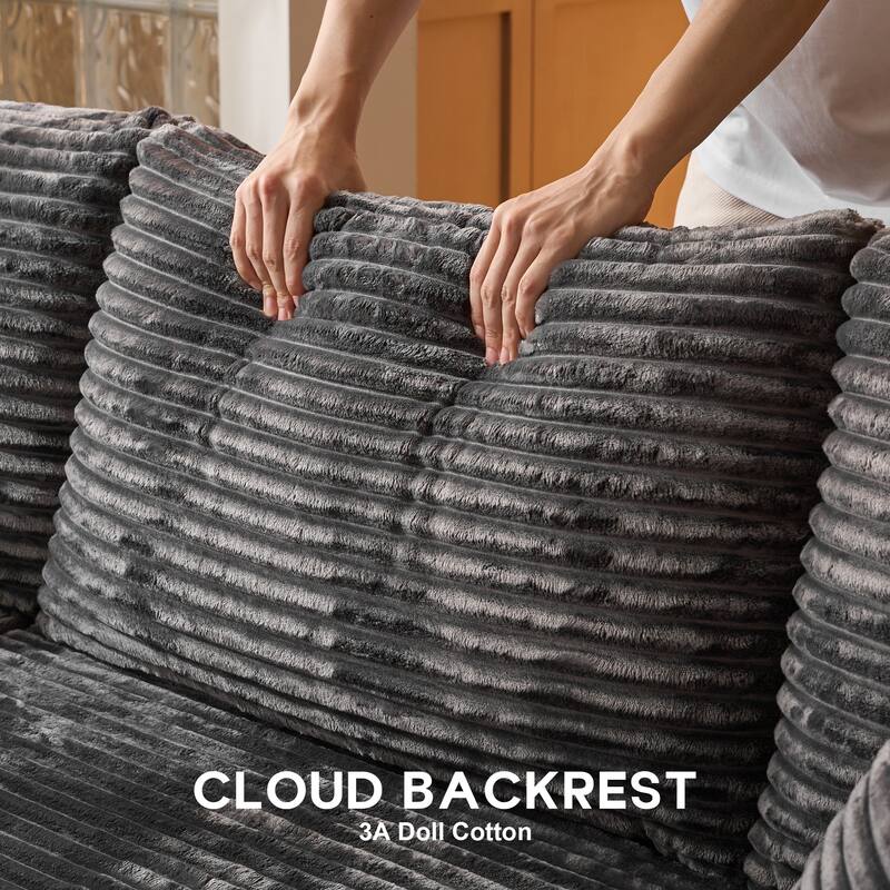 OVIOS All-Foam Cloud L-Shaped Lounger Sofa​ ​​With Ottoman​