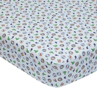 Lambs & Ivy Little Pirates Multicolor Animal 100% Cotton Baby Fitted Crib Sheet