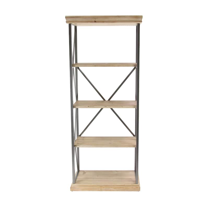 Wood 5 Shelves Shelving Unit - Brown - Roche River Decor - 17"W x 30"L x 72"H
