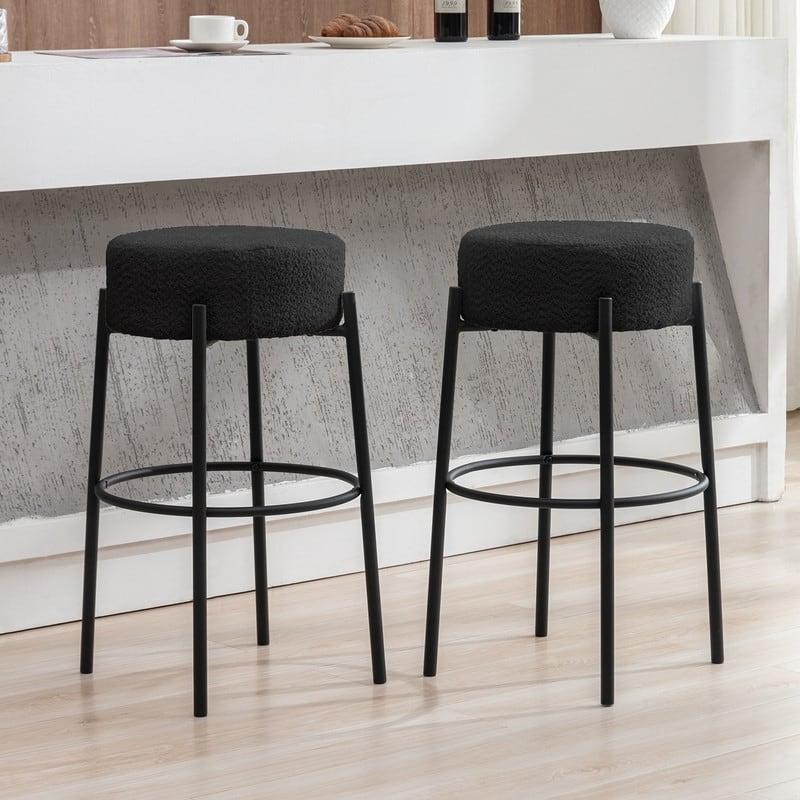 Mixoy 30"Counter Height Modern Backless Upholstered Kitchen Counter Bar Stools with Metal Base