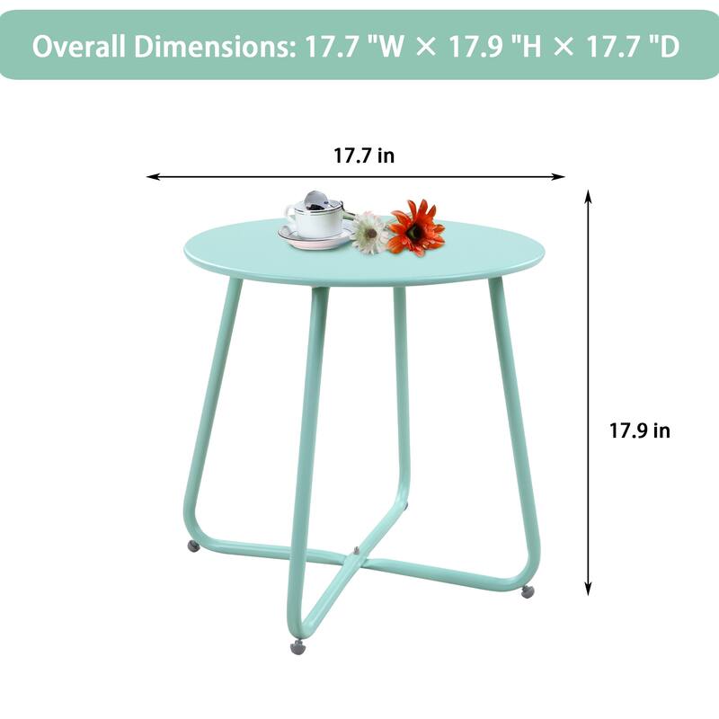 Clihome Outdoor Modern Steel Round Accent Side Table