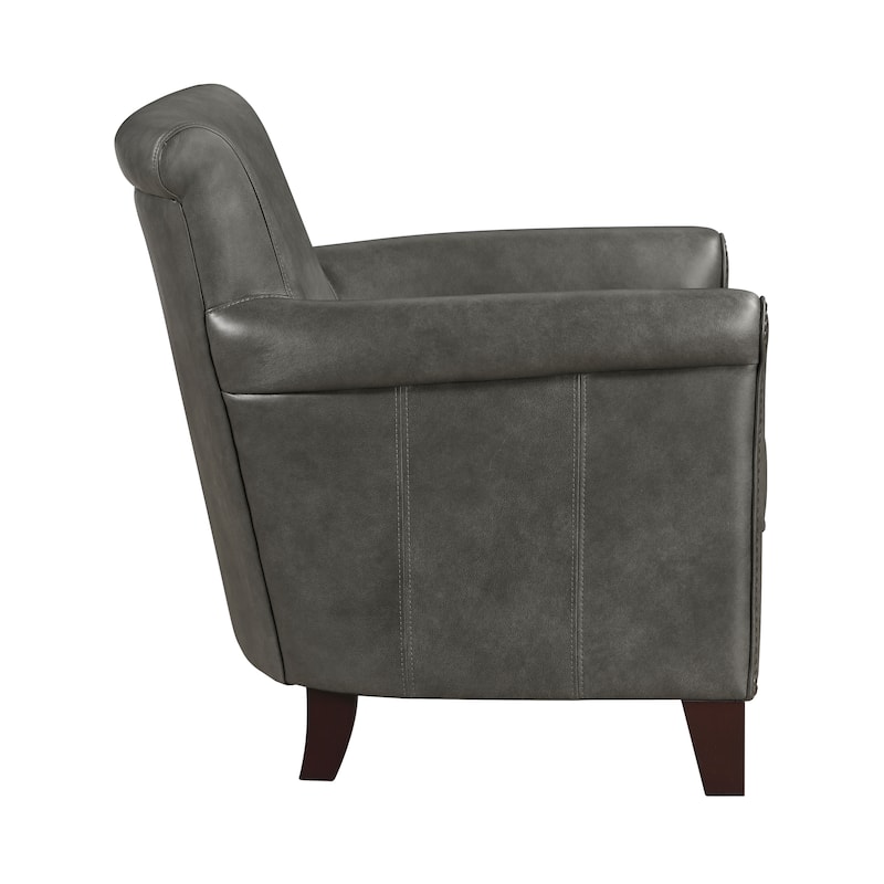 Raya 31.5" Leather Upholstered Accent Chair - Nailhead Trim