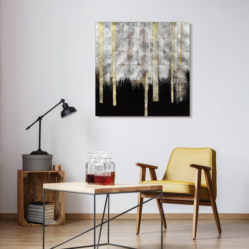 Treeline Abstract Wall Art Printed on Tempered Glass & Silver Leaf