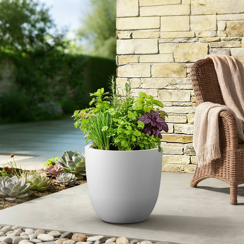Concrete Tall Round Pot for Indoor & Outdoor(Upgraded Interior)