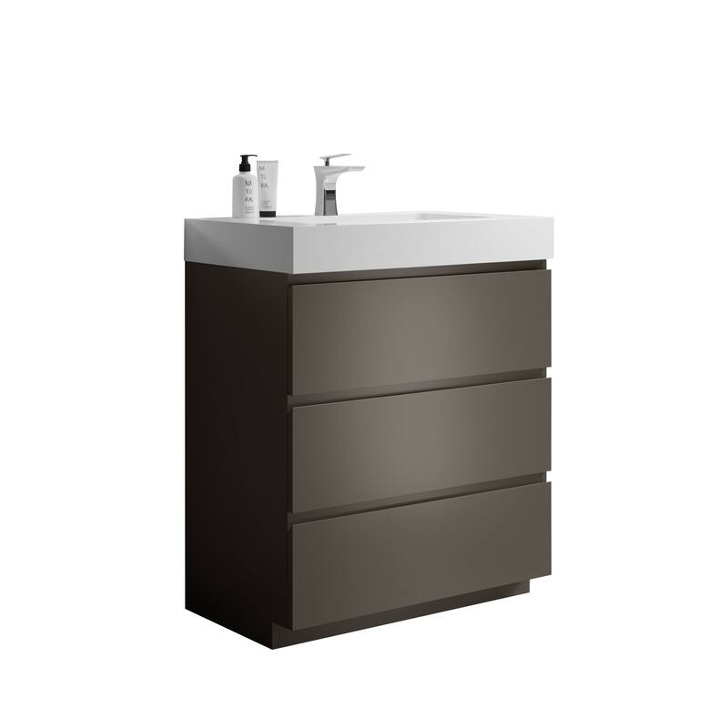 Contemporary 36" Alice Freestanding Bathroom Vanity with Ergonomic Handle-Free Design, Eco-Friendly Construction