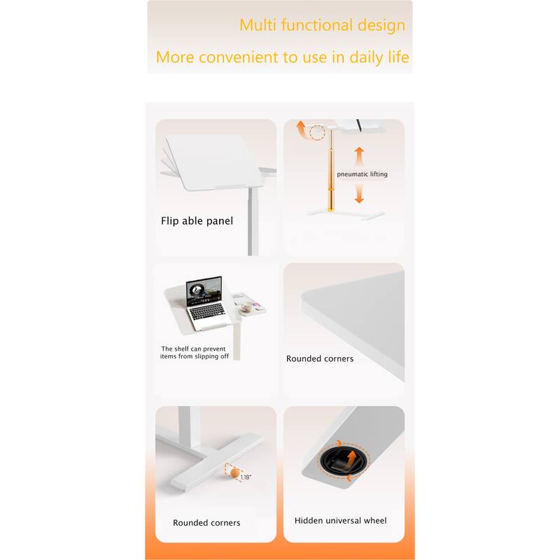Height-Adjustable Overbed Table with Wheels