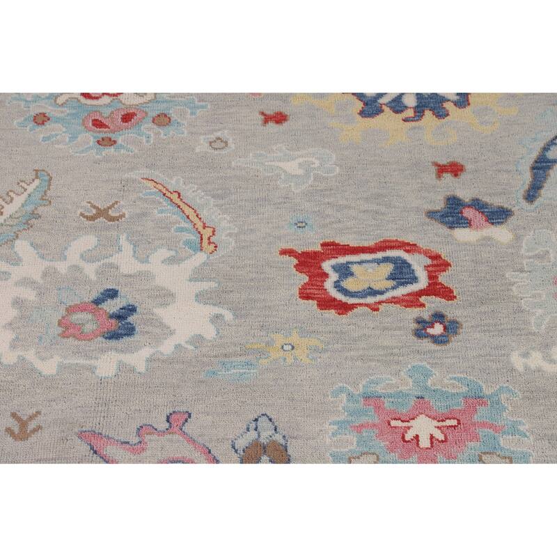 Floral Oushak Oriental Area Rug Handmade Wool Carpet - 8'11" x 11'6"
