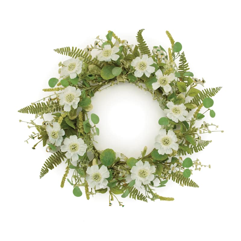 HomeRoots 22" White And Green Mixed Assortment Artificial Wreath