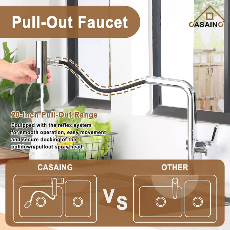 Single Handle Pull Down Sprayer Kitchen Faucet with Motion Sense Wave, Power Boost