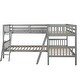 preview thumbnail 8 of 13, Twin Size Wooden L-Shaped Triple Bunk Bed with Ladder, Can be Divided into two L-Shaped Beds, Bedroom Furniture for Kids Teens