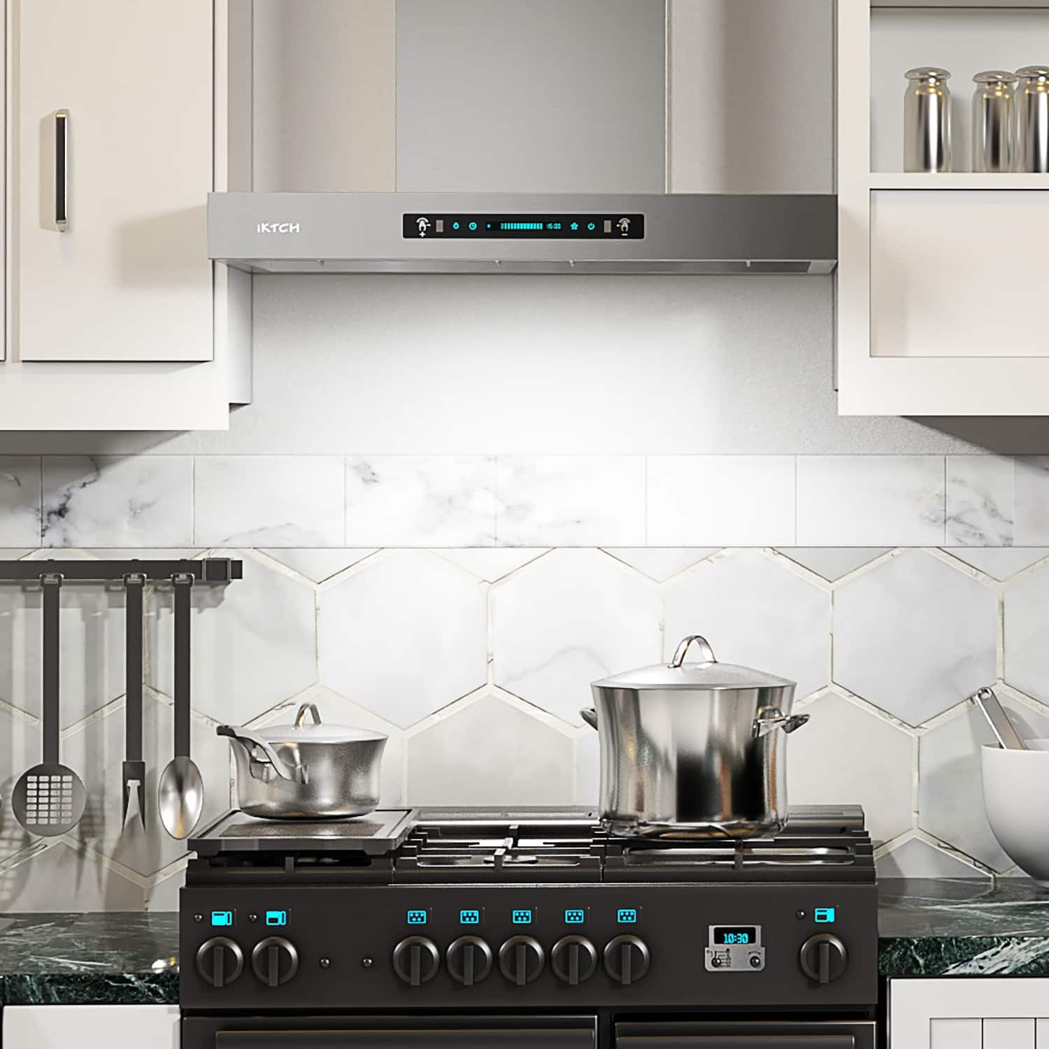 IKTCH 36 inch Wall Mount Range Hood 900 CFM Stainless Steel Kitchen