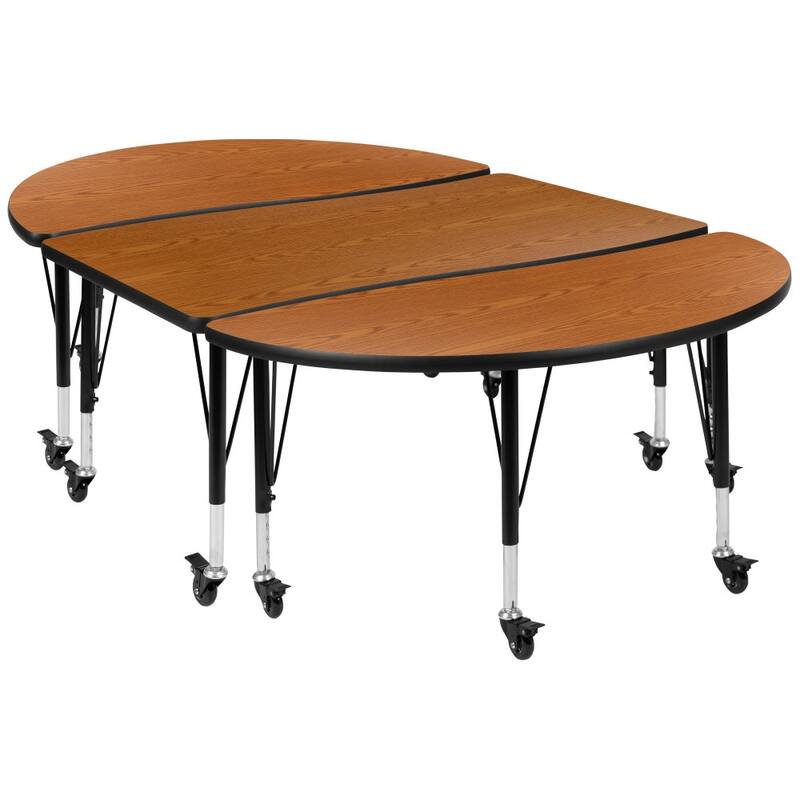 3PC Mobile 76" Oval Wave Flexible Grey Kids Adjustable Activity Table Set