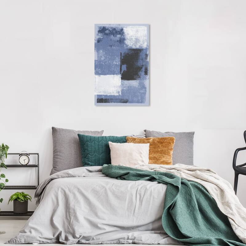 Wynwood Studio Canvas Abstract Remixed Purity Indigo Charcoal Blue and Pastel Blue Modern & Contemporary Wall Art Canvas Print - 36 x 24