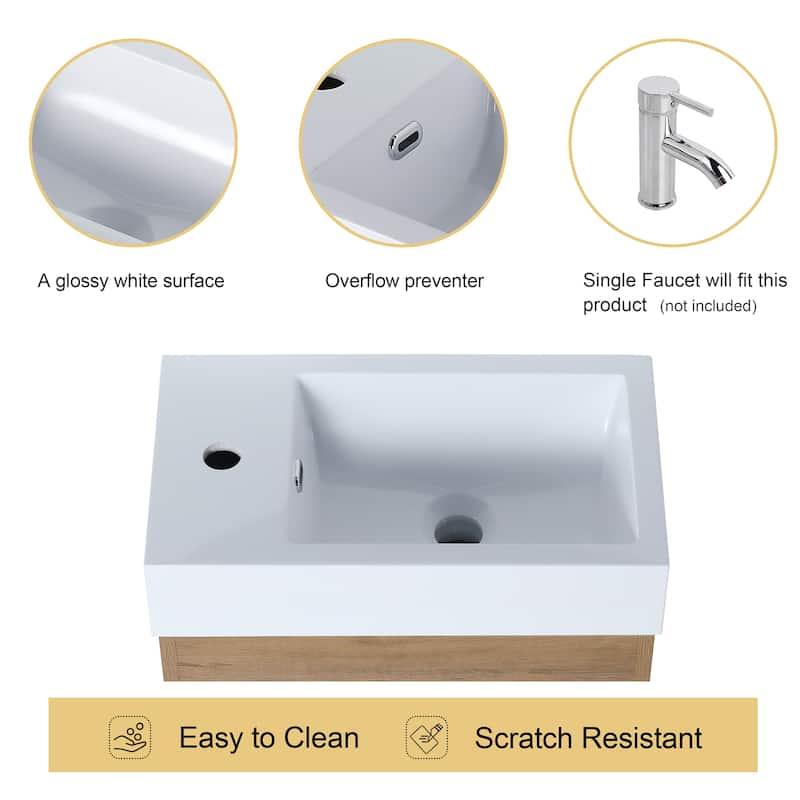 BNK 16/18 Inch Single Sink Bathroom Vanity with Soft Close Door