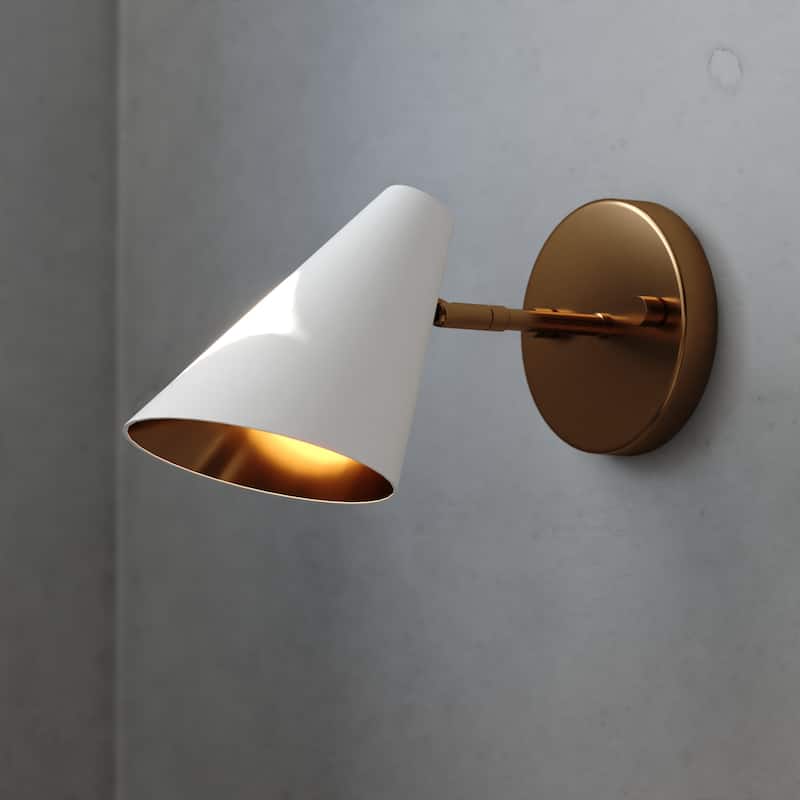 Pryce 1 Light Mid-Century Modern Wall Sconce Fixture with Metal Cone Shade