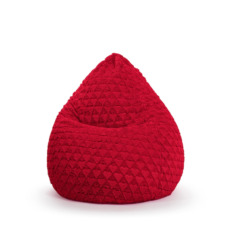 Gouchee Home Faux Fur Large Fluffy Hearts Bean Bag - Red