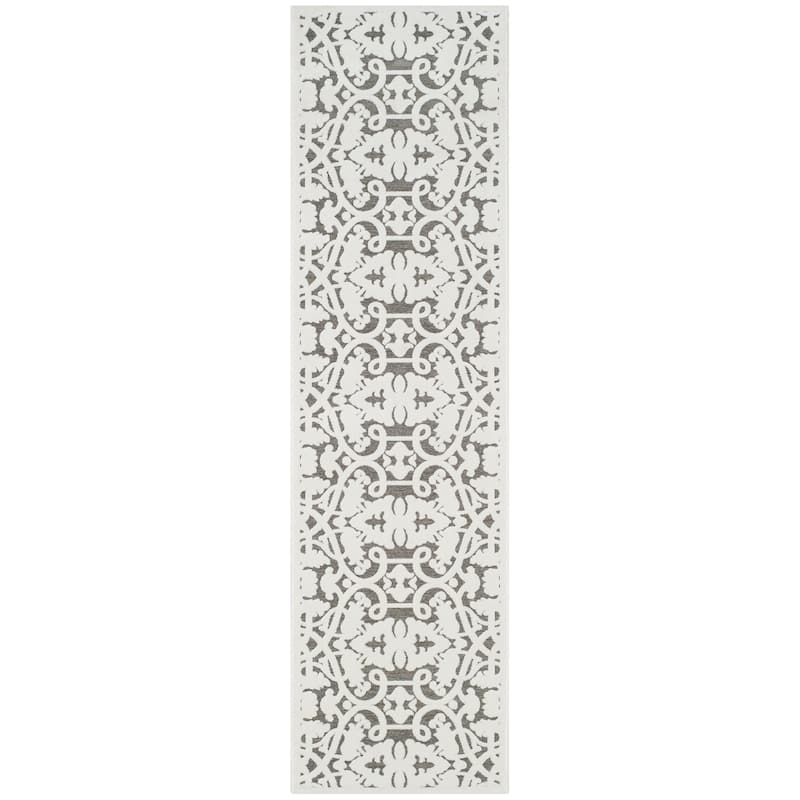 SAFAVIEH Paradise Eleonore Modern Viscose Rug - 2' x 7' Runner - Ivory/Dark Grey