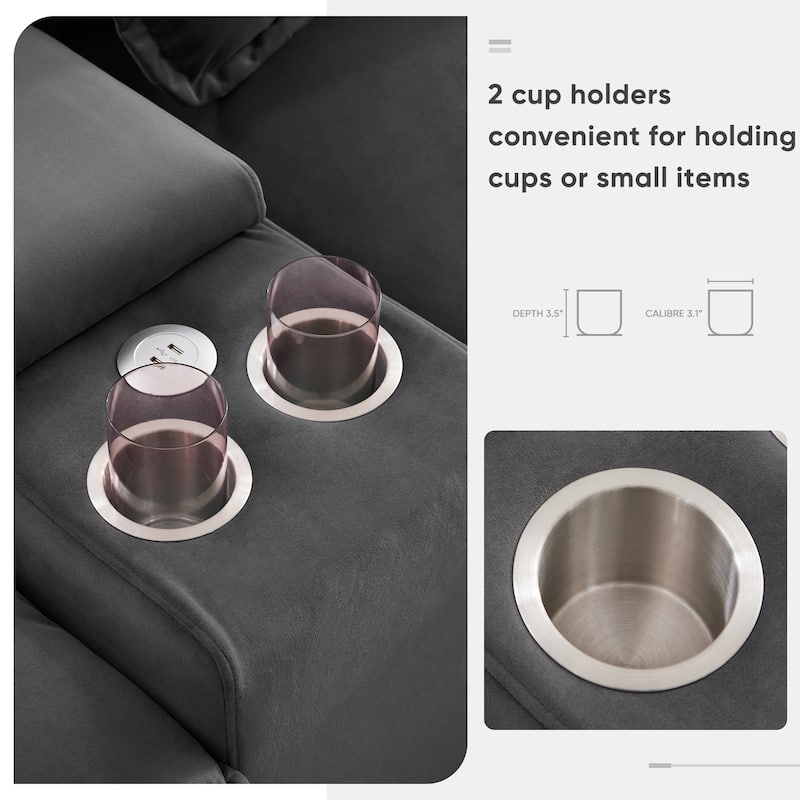 123*55" Modern U-shaped Sofa with Console,Cupholders and USB Ports, Upholstered ,Sleeper Couch Set with Chaise