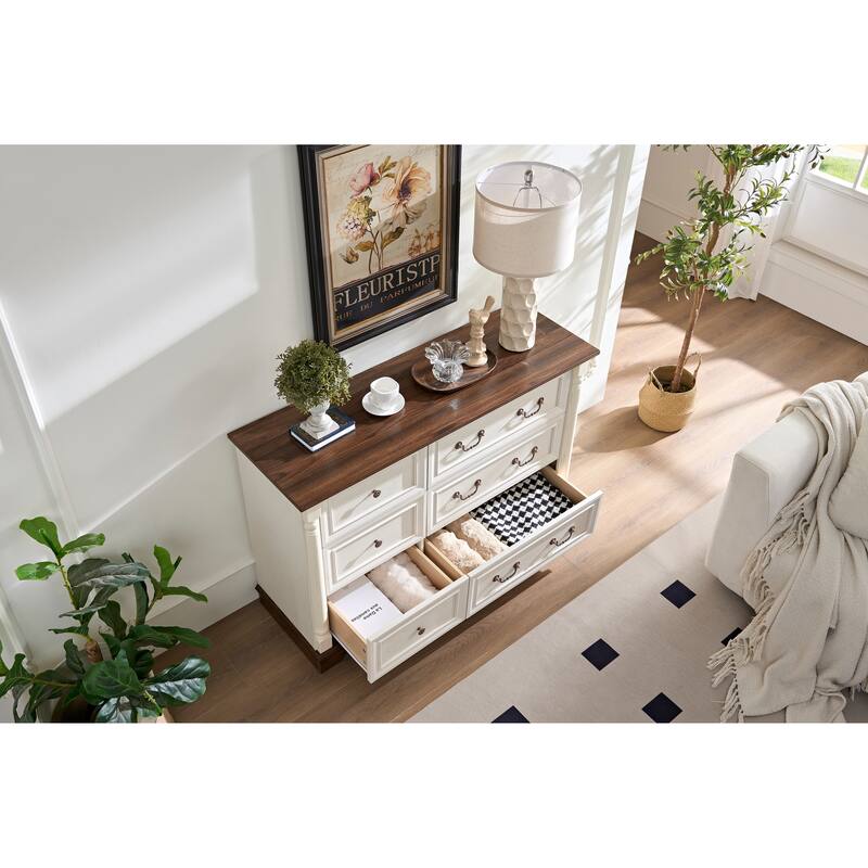 Farmhouse Style 6 Drawer Dresser Chest