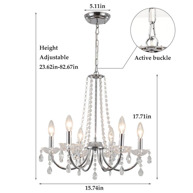 6-Light Classic Chandelier with Crystal Accents for Kitchen Study