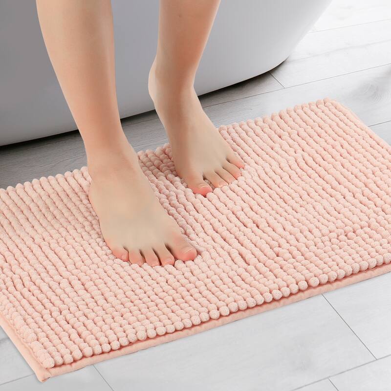 Bathroom Rugs, Soft Plush & Fluffy Bath Mats Non Slip Extra Thick Microfiber Bathroom Mat - Pink - 20" x 32"