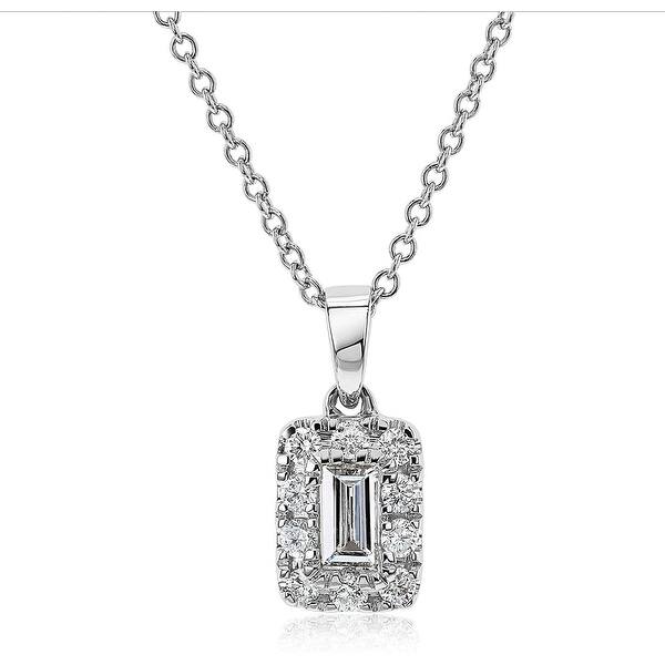 slide 1 of 4, Annello by Kobelli 14K Gold Baguette Diamond Necklace (GH/I) White - White - 16 Inch