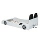 preview thumbnail 11 of 12, Wood Twin Size Race Car Platform Kids Bed Frame with LED Lights, Upholstered Backrest and Safety Rails for Bedroom, White