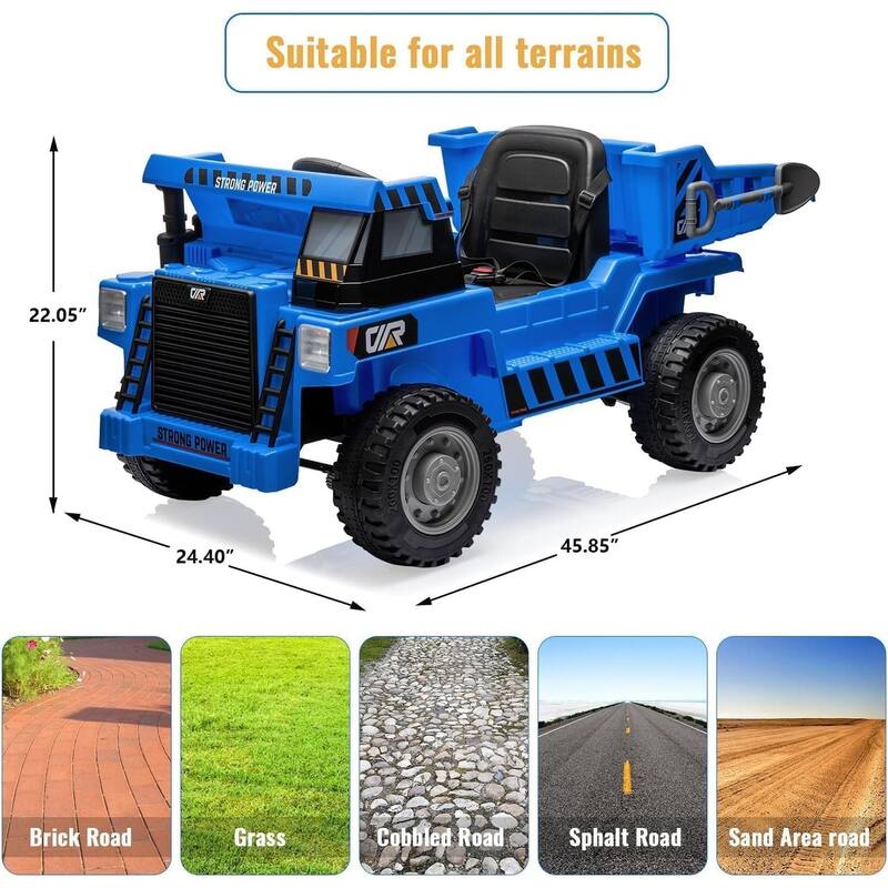 Ride On Dump Truck, 4 Wheeler Toy, Ride On Toys for Kids,12V Ride On Car with Remote Control