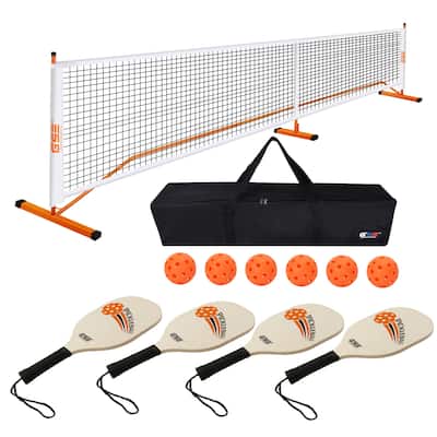 GSE™ Professional Portable Pickleball Complete Set with Pickleball Net, 4 Pickleball Paddles, 6 Pickleball Balls, Carrying Bag