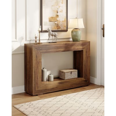 47 Inches Rustic Sofa Console Table with Storage Shelf for Entryway