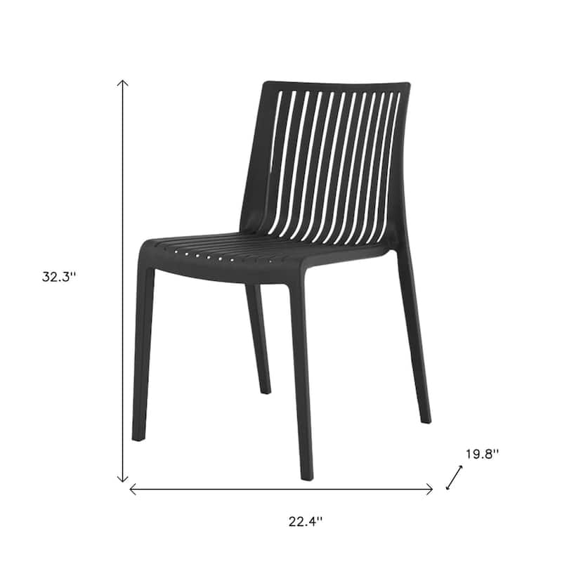 HomeRoots Set of Two Black Heavy Duty Plastic Outdoor Stacking Accent Chairs