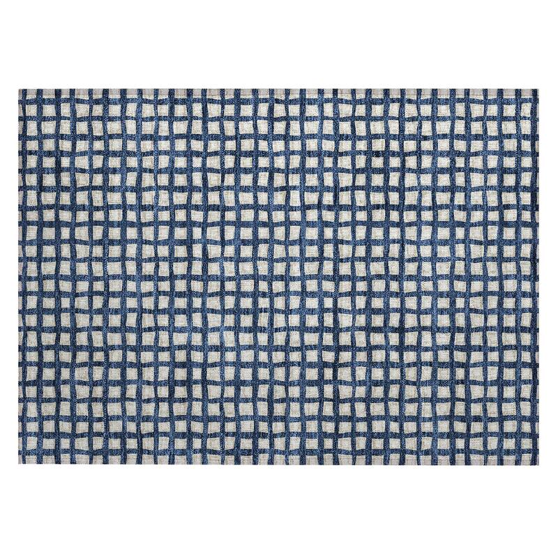 Machine Washable Indoor/ Outdoor Chantille Squares Rug