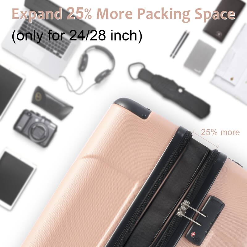 Luggage Sets, 3 Piece Luggage Expandable Suitcase Set, ABS Hardshell 4-Wheel Spinner Luggage with TSA Lock