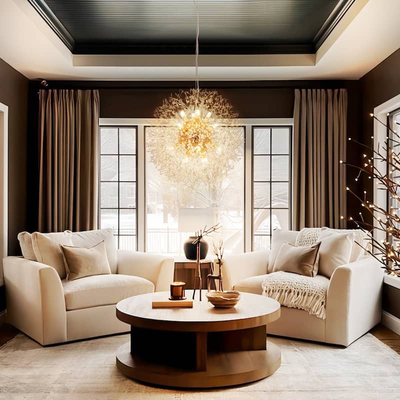 8/9/16-Light Modern Glam Linear Sputnik Globe Pendant Island Light Firework Starburst Crystal Chandelier with Crystal Beads