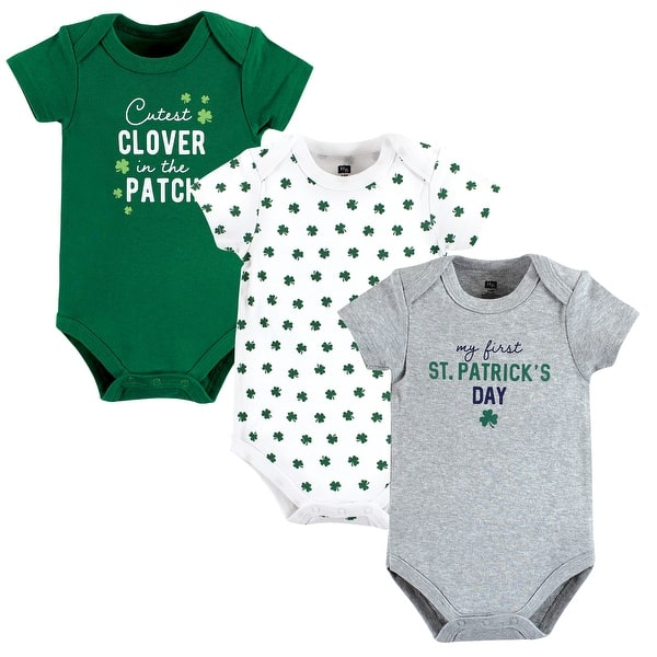 slide 1 of 1, Hudson Baby Infant Boy Cotton Bodysuits, Cutest Clover 0-3 Months - Cutest Clover