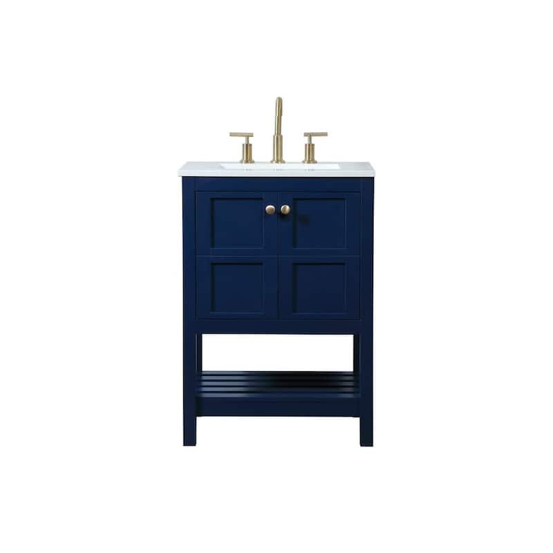 Elegant Lighting VF16424 Theo 24" Free Standing Single Basin Vanity - Blue - Painted