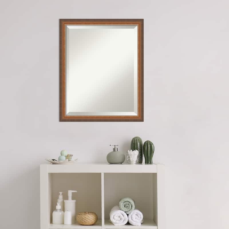 Two Tone Beveled Wood Framed Bathroom Vanity Wall Mirror