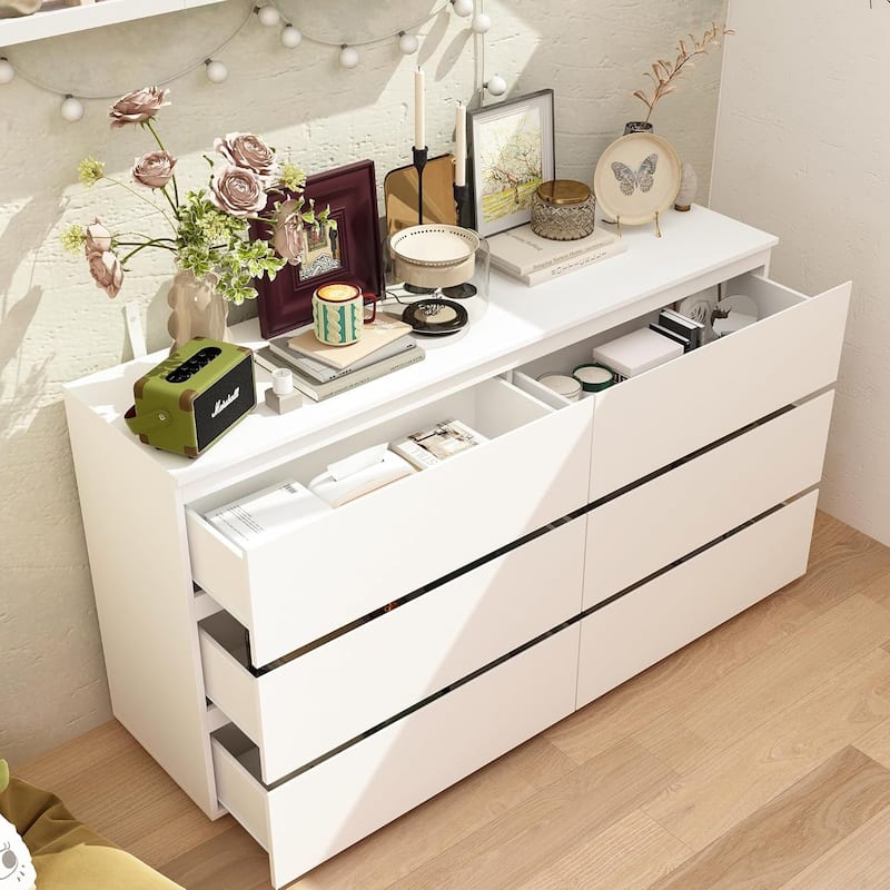 ELEMOVE Chests Of Drawers Storage Dresser Chest with 6 Drawers Large Storage Space Top Storage Space