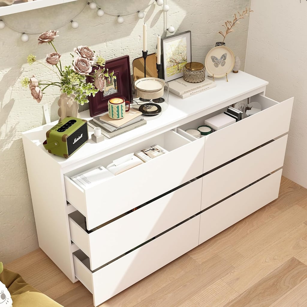 ELEMOVE Chests Of Drawers Storage Dresser Chest with 6 Drawers Large Storage Space Top Storage Space