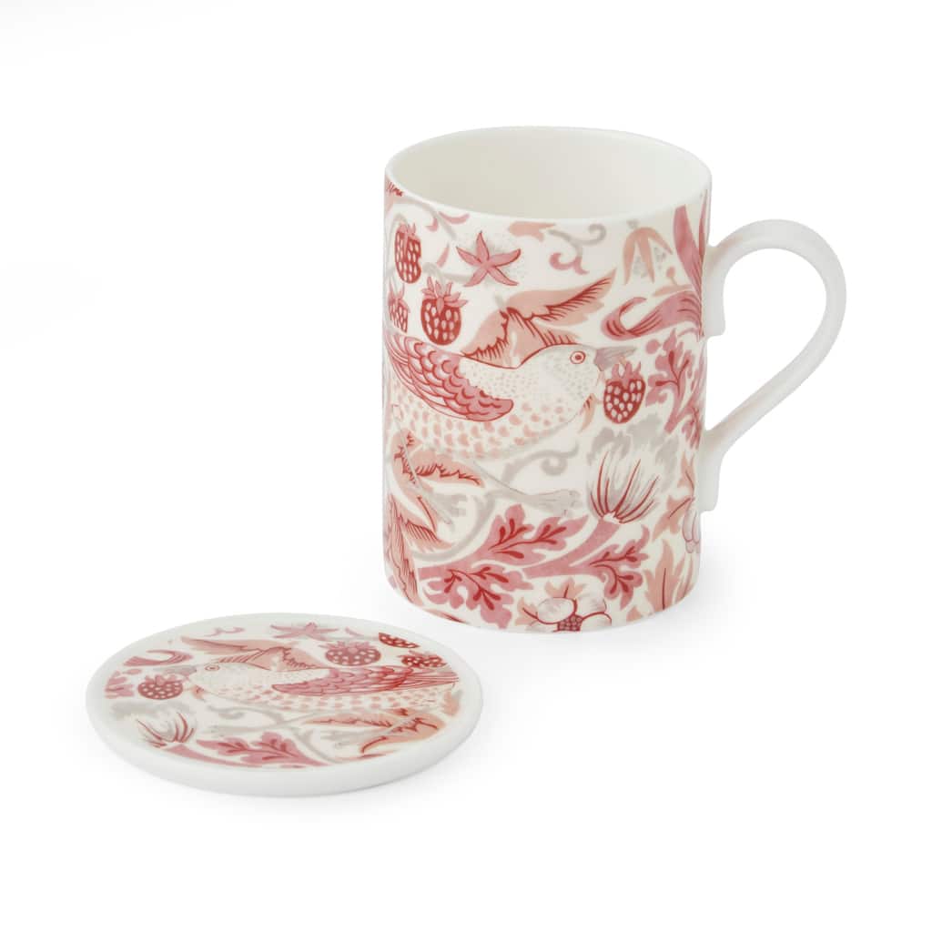 Portmeirion Morris & Co Mug & Coaster Set, Madder - 12oz mug