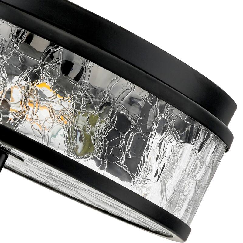 2-Light Farmhouse Drum Flush Mount Ceiling Light with Glass Shade - 12 inch