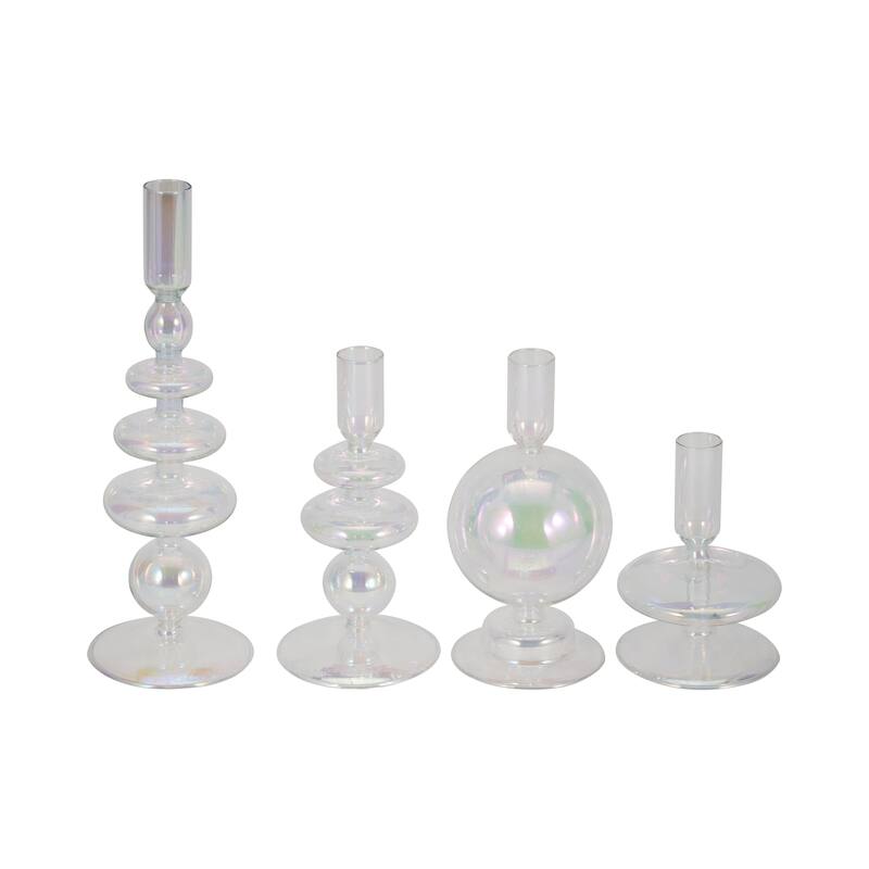 Glass Modern Bubble Taper Candle Holder