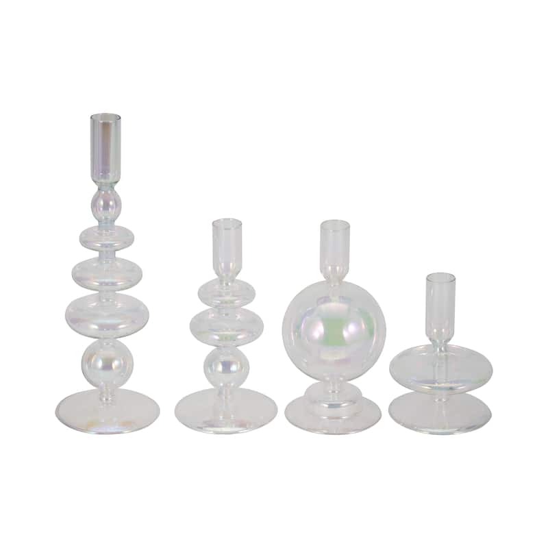 Sagebrook Home Glass Elegance - Illuminate Your Space with Unique Candle Holders - 4" x 4" x 7"