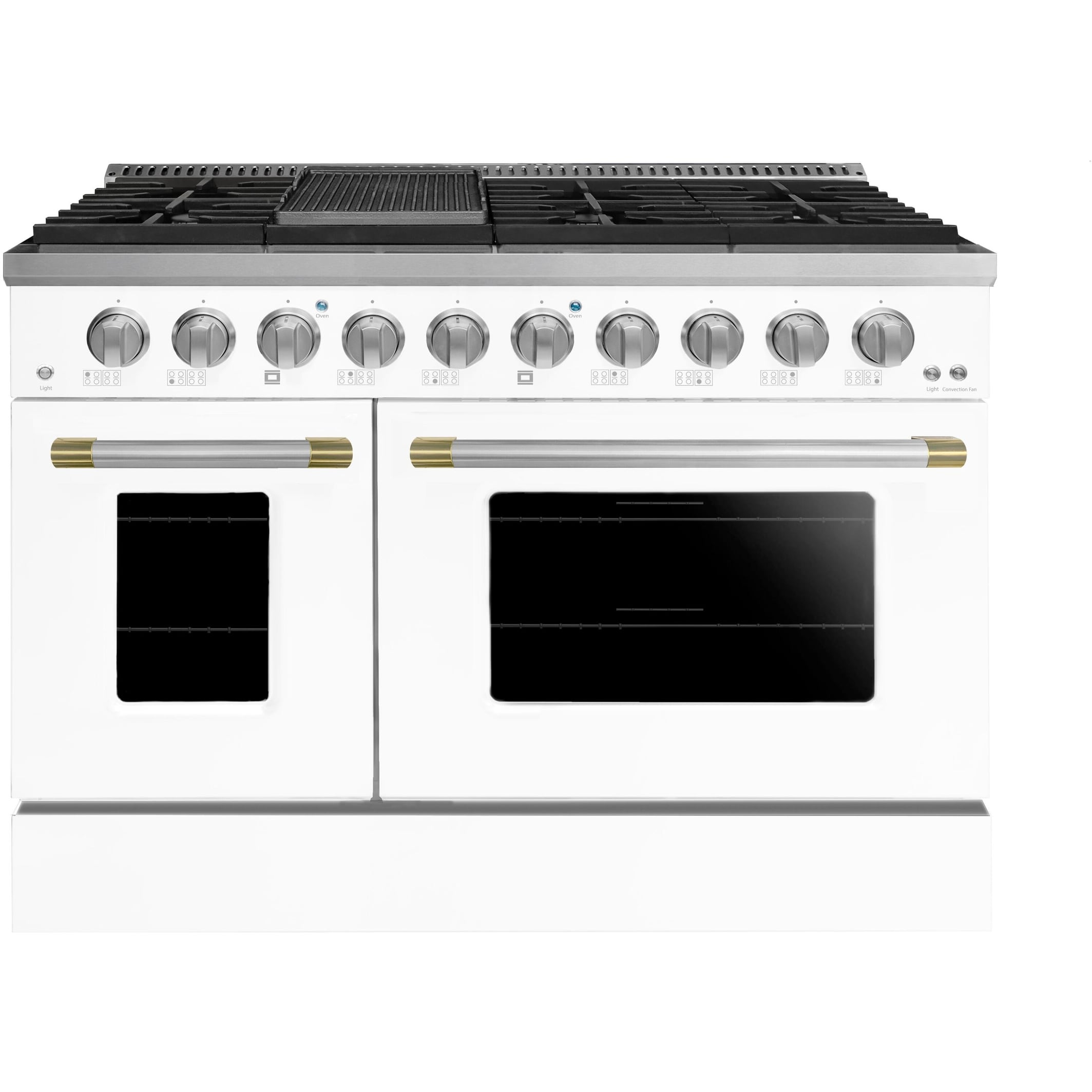 Forte 48 Inch Natural Gas Double Oven Range in White