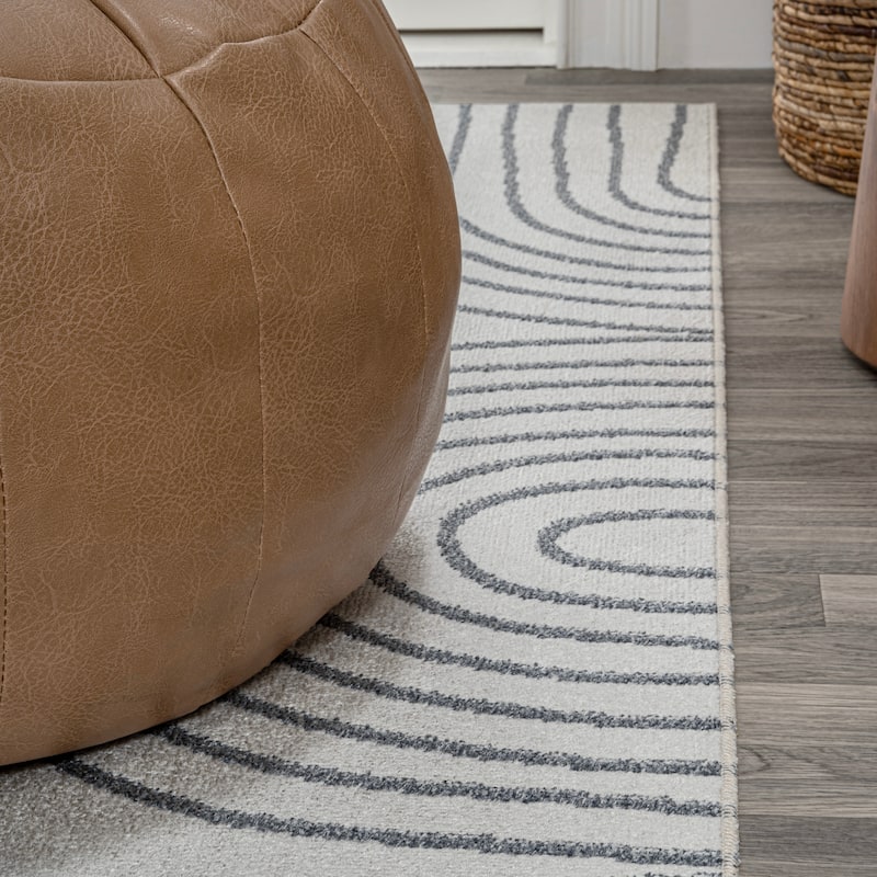 JONATHAN Y Arches Contemporary Glam Geometric Machine-Washable Cream/Dark Gray Area Rug