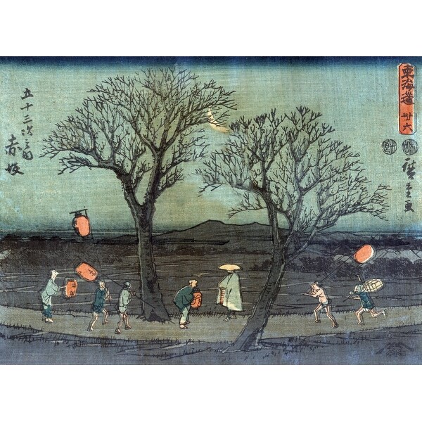 Shop Travellers Near The Akasaka Station At Night Japanese Wood