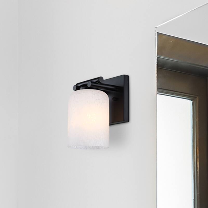 Bluestone Ridge 6 in. 1-Light Matte Black Indoor Wall Sconce Light for Bathrooms - 9.25