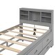 preview thumbnail 24 of 26, Twin Size Platform Kids Bed Frame with Storage Headboard, USB, Twin Size Trundle and 3-Drawers for Bedroom, White