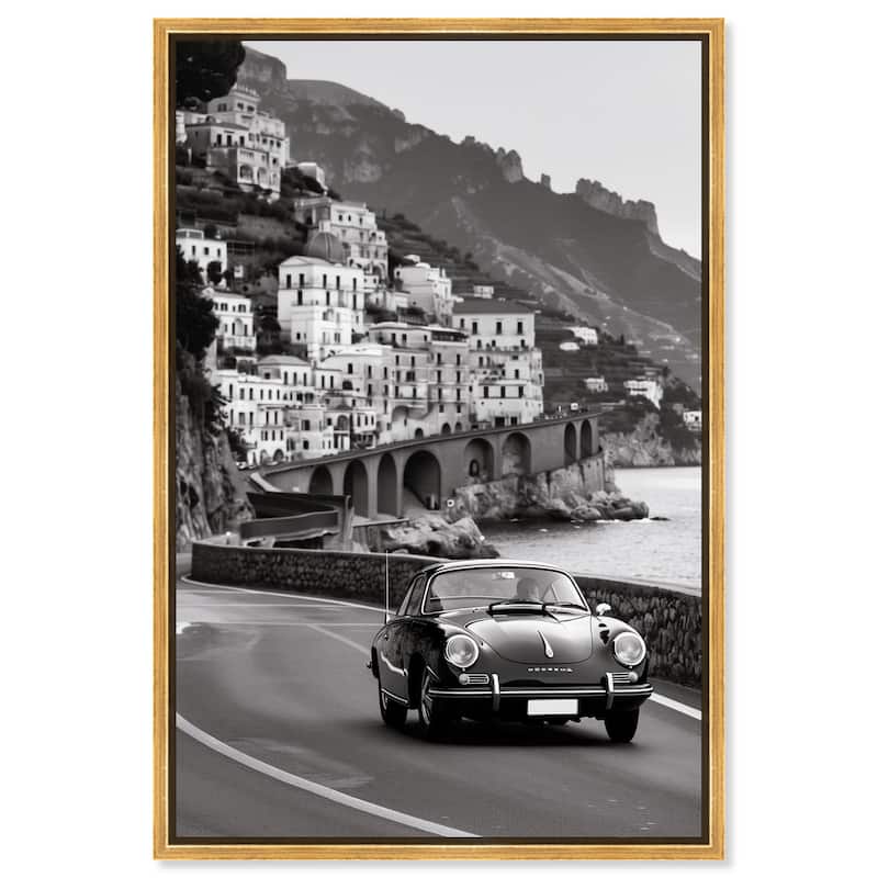 Drive through the Town Canvas by Art Remedy - Gold - 36" x 54"